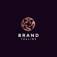 Four Elegant Swans Circling Logo Design. Four Minimalist Swans Circling Rotating Logo Design. vector
