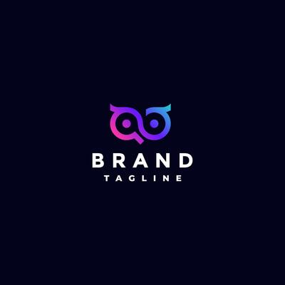 Simple Owl Infinity Eye Logo Design. Colorful Owl Infinity Eye Symbol Logo Design.