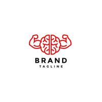 Simple Fun Mentally Strong Lines Logo Design. Simple Lines Brain Muscular Logo Design. vector