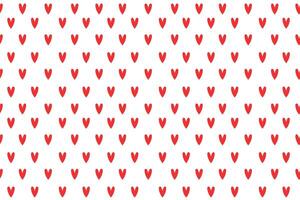 Seamless pattern of red hearts on white background. Flat illustration. vector