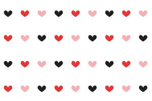 Cute seamless pattern with red and black hearts on a white background vector