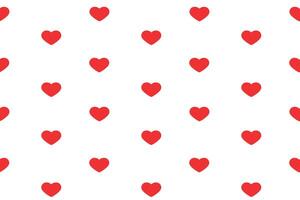 Cute seamless pattern of red hearts on white background. Flat illustration. vector