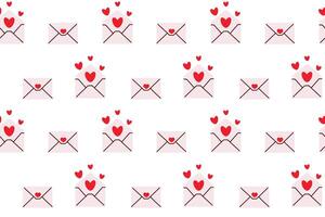 Valentine's day seamless pattern with envelope and hearts. Flat illustration. vector