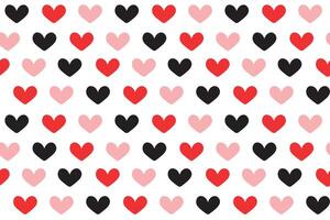 Seamless pattern with red and black hearts on a white background vector