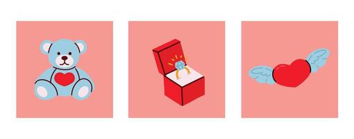 Set of Valentines day icons. Illustration in flat style. vector