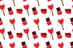 Valentine's day seamless pattern with chocolate candies. Flat illustration vector