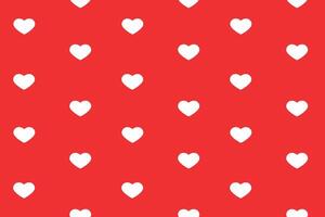 Seamless pattern with white hearts on red background. Flat illustration. vector