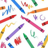 Wax crayons seamless pattern, drawing, doodles, scribbles illustration vector