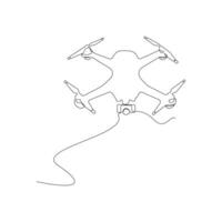Hand-drawn drone continuous line art drawing. vector