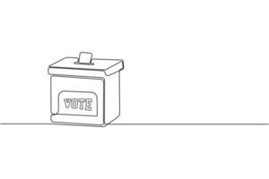 Hand-drawn ballot box continuous line drawing. Vote ballot box outline isolated on white background vector