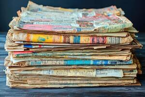Stack of Old, Worn, and Discolored Paperbacks photo
