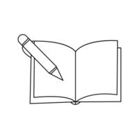 Continuous single line art drawing of book icon vector