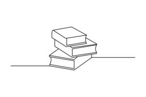 Book single line drawing of outline minimalist icon style black and white background vector
