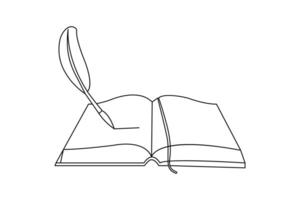 book continuous single line art drawing of concept doodle style outline illustration vector