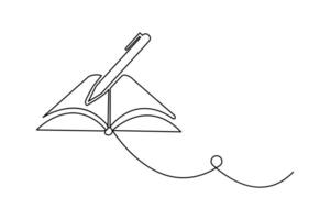 One continuous line art drawing of book opening linear style Hand drawn minimalism illustration vector