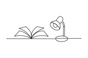Book one line drawing continuous isolated on white minimalist illustration vector