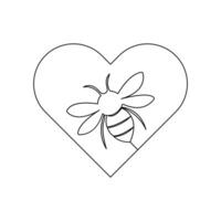 Bee Continuous single line drawing of outline minimalistic style vector
