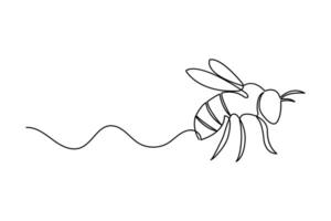 Bee Continuous one line drawing of outline abstract icon vector