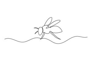 Continuous single line art drawing of bee art icon vector