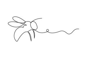 Continuous single line art drawing of bee outline illustration vector