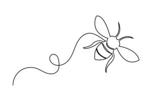 Bee Continuous single line drawing of outline isolated illustration vector