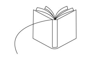 One continuous line drawing of book opening linear style Hand drawn minimalism design vector
