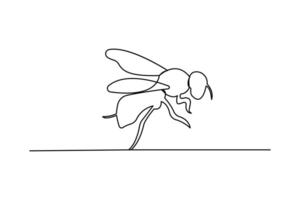 Simple illustration of honey bee shape continuous one line art bee outline art icon vector