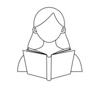 Continuous one line drawing of book opening isolated outline illustration vector