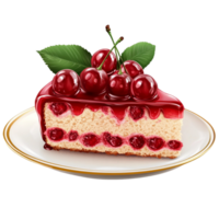 A slice of cake with cherries on top png