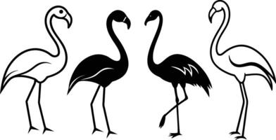 Silhouette of Flamingos Illustration. vector