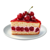 A piece of cake with cherries on top png