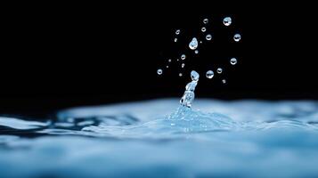 Water Droplets Exploding in Dramatic Slow Motion Against Dark Background for Science and Abstract Art Concepts photo