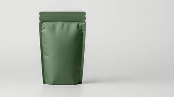 Minimalist Pet Food Pouch on Neutral Background Emphasizing Modern Packaging Design for Branding and Marketing photo