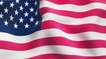 Patriotic American Flag Waving in Full HD Close Up Capturing the Stars and Stripes with Vivid Detail and Slow Motion Effect for National Holiday Celebrations and Patriotic Designs photo