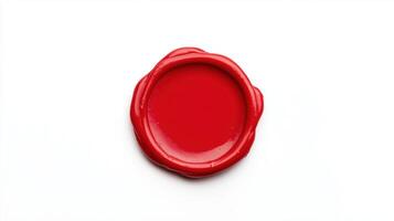 Red Wax Seal on White Background for Vintage Document Concept in High-Resolution Stock Photo with Clean Minimalist Design