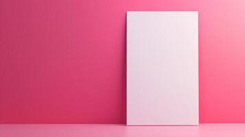 Blank White A3 Half Fold Brochure Template Against Vibrant Pink Background for Mock Up and Design Showcase photo