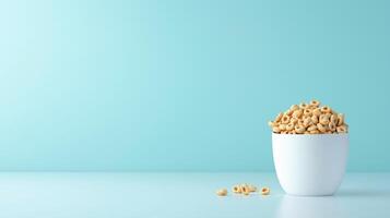 Blank White Cereal Box on Blue Background for Food Branding and Packaging Design with Simple Modern Look photo