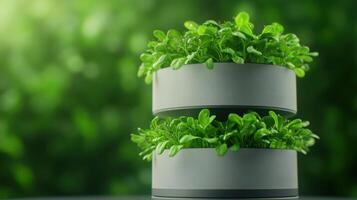 Vertical Seed Incubator Featuring Lush Greenery Against Green Screen Background for Agricultural Innovation and Modern Horticultural Practices, Emphasizing Sustainable Growing Techniques photo