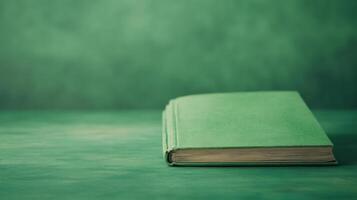 Vintage Book With Green Cover On Textured Background Evoking Nostalgia And Mystery Suitable For Literature Enthusiasts And Historical Studies In Classic Settings Reflecting Elegance And Timelessness photo