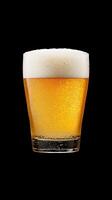 Refreshing Golden Beer Glass with Bubbles on Black Background Perfect for Celebrating Oktoberfest and Casual Gatherings photo
