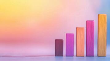 Gradient Shades Dominoes Row Set in Motion Against Blurred Background for Dynamic Progressive Concept Design Visualization with Emphasis on Colorful Sequential Action and Gradient Transition photo