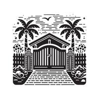 Driveway Gate Silhouettes Ideal for Signage and Outdoor Decor vector