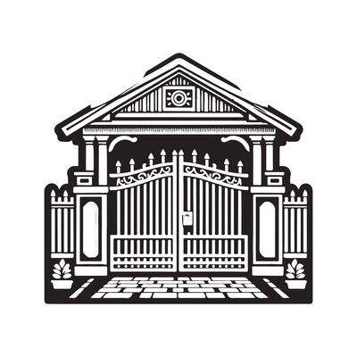 Enhance Your Designs with Driveway Gate Vectors Illustrations