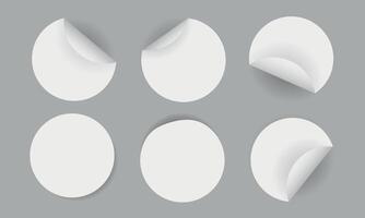 Set of Blank Circular Stickers showcasing Peel Effects for various creative uses vector