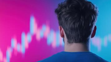 Business Analyst Analyzing Dynamic Financial Data Trends With Blurred Stock Market Charts and Graphs for Strategic Planning photo