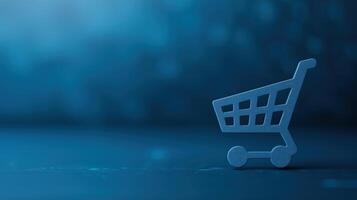 Futuristic Shopping Concept with AI in Retail Highlighting Digital Cart and Blue Technology Background for Modern Business Innovations photo