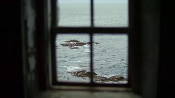 Rocky Ocean View Through Window video