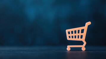 Artificial Intelligence in Retail Concept Featuring Futuristic Shopping Cart Illustration on Dark Blue Background for Modern E-commerce and Technology-Inspired Design Projects photo