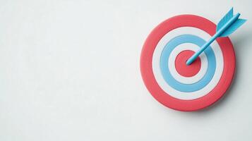 Bullseye Target With Arrow On White Background Depicting Accuracy And Precision Concept For Business And Marketing Strategies Symbolizing Success And Achievement In Professional Goals photo