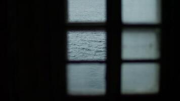 Sea View Through Rustic Window Frame video